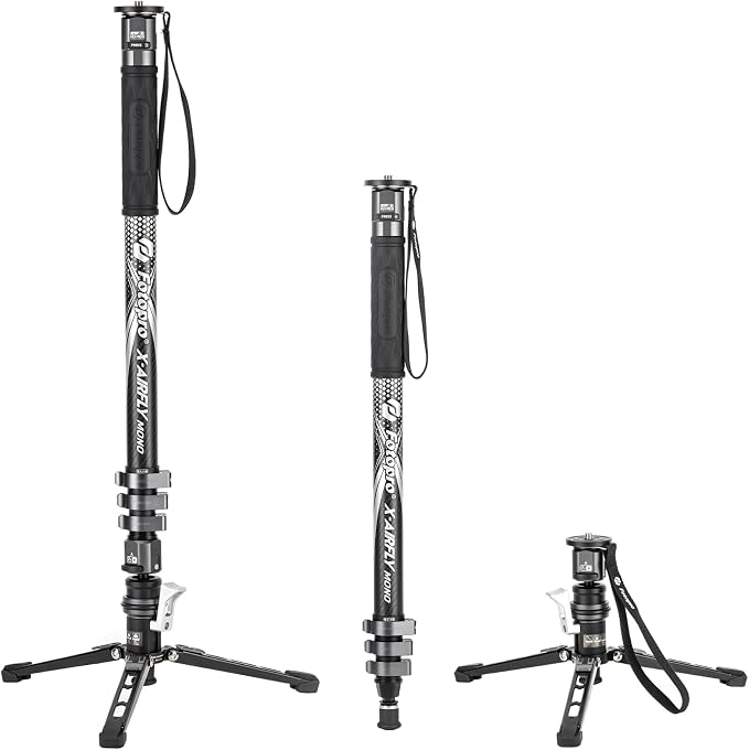 Fotopro Carbon Fiber 3-in-1 Monopod, Max Load 22lbs by Fotopro