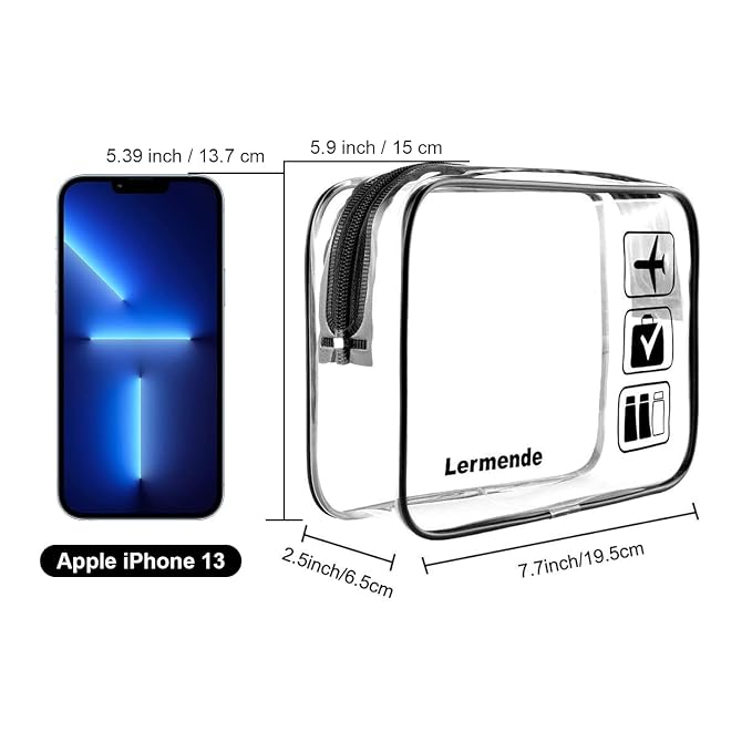 Lermende 2pcs Clear Toiletry Bag TSA Approved Travel Bag, Carry On - Image 2