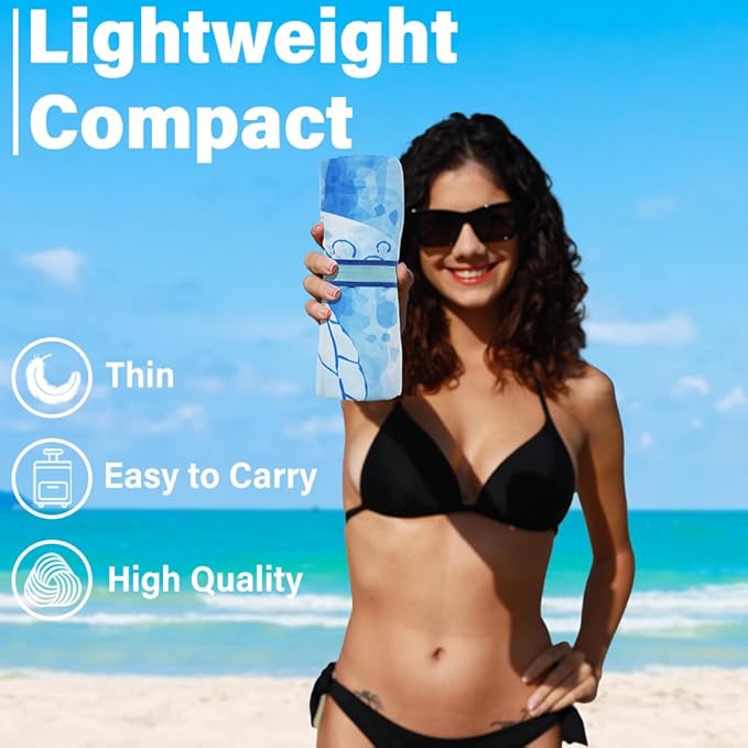 Lightweight Thin Microfiber Beach Towel Sand Free Quick Dry Absorbent Compact - Image 2