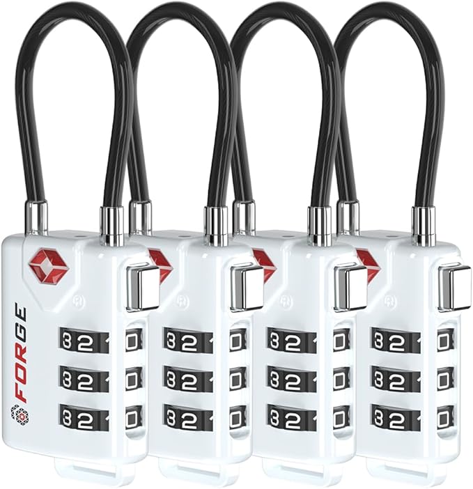 TSA Approved Cable Luggage Locks, Re-settable Combination by Forge