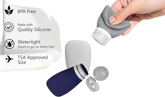 Travel Bottles for Toiletries, TSA Approved 3oz Leak Proof Silicone Refillable - Image 5