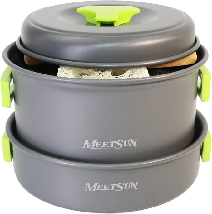 MEETSUN Lightweight Backpacking Cookware Set, Aluminum Camp Cooking Set - Image 9