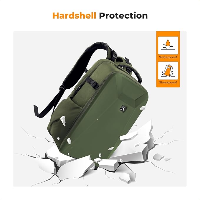 K&F Concept Camera Backpack, Hardshell Photography DSLR Camera Bag - Image 5