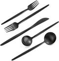 Matte Black Silverware Set, VANVRO 60-Piece Stainless Steel Flatware Set by VANVRO