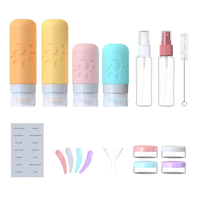 18 Pack travel Bottles for Toiletries, TSA Approved Silicone Travel Containers - Image 2
