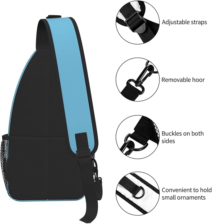 Sling Bag White Flower Blue Summer Hiking Daypack Crossbody Shoulder Backpack - Image 5