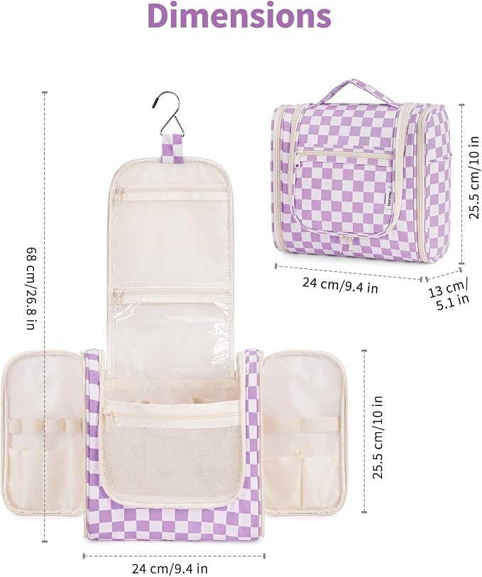 Narwey Checked Hanging Travel Toiletry Bag - Image 5