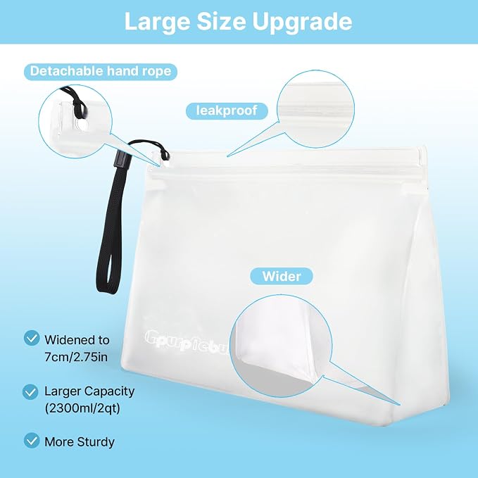 10 Pack TSA Approved Toiletry Bag, Quart Size PEVA Leakproof Makeup Cosmetic Bag - Image 2