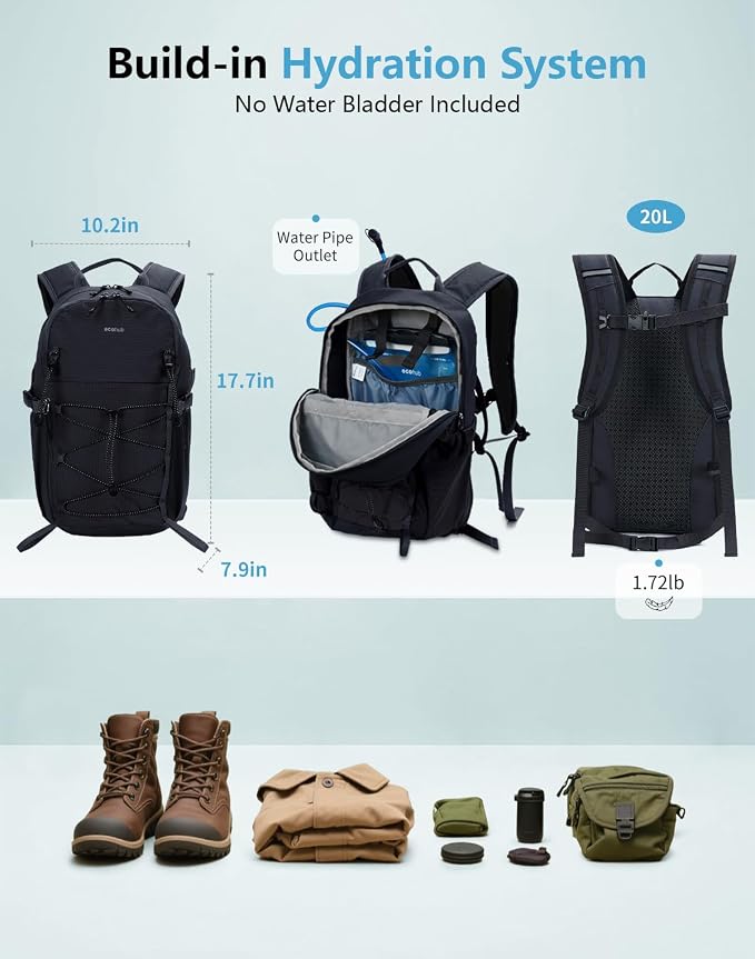 ECOHUB Small Hiking Backpack for Men Women, 20L Lightweight Travel Backpacks - Image 4