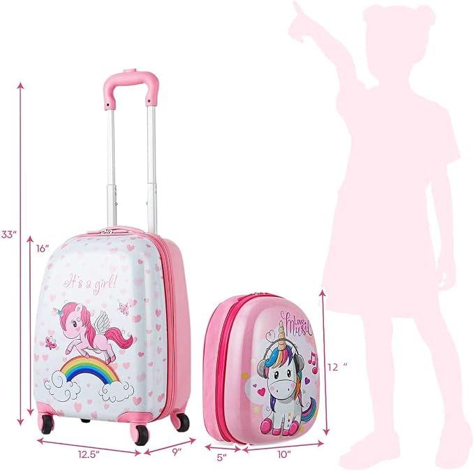 HONEY JOY Kids Luggage, Lightweight Toddler Girls Suitcase, Durable ABS - Image 3