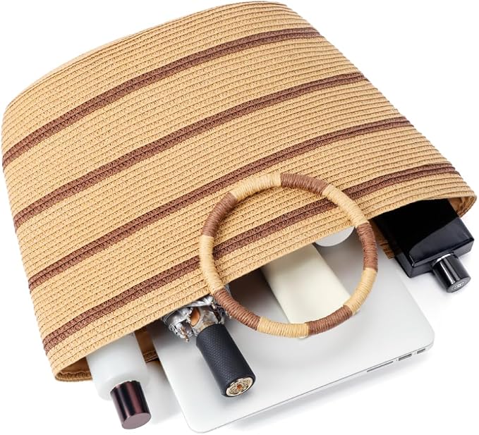 Beach Bags for Women Straw Tote Bag Summer Beach Bag Large Woven Straw Tote for - Image 2