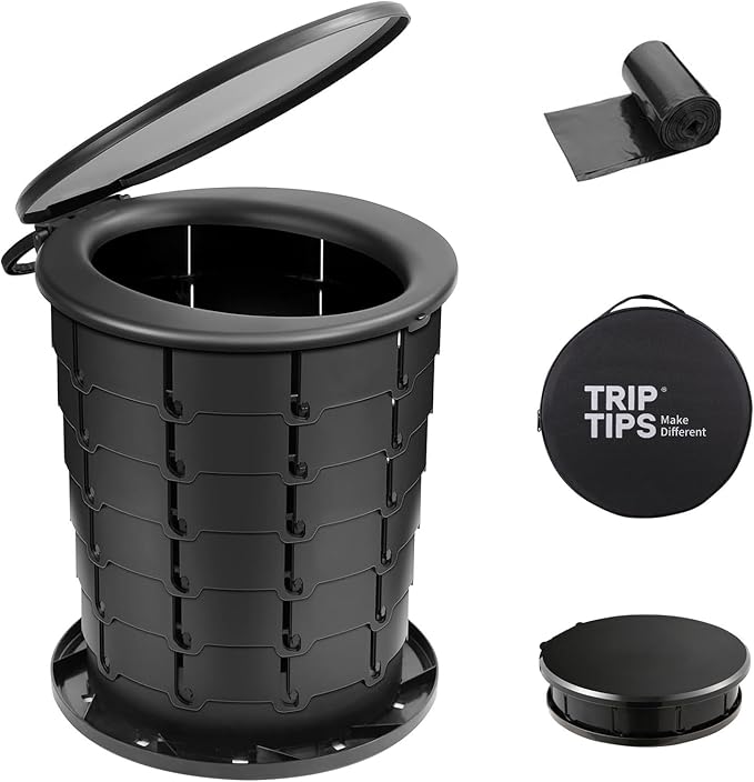 TRIPTIPS Upgrade Retractable Portable Toilet Travel Toilet Adjustable Height by Triptips