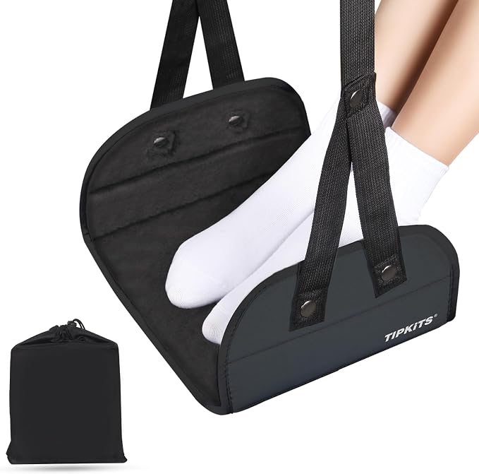 Airplane Footrest Made with Premium Memory Foam, Portable Foot Hammock with by TIPKITS