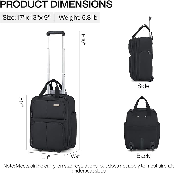 Hanke Softside Expandable Underseat Carry On Luggage - Image 3