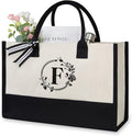 TOPDesign Personalized Initial Jute/Canvas Beach Bag, Monogrammed Gift Tote Bag by TOPDesign