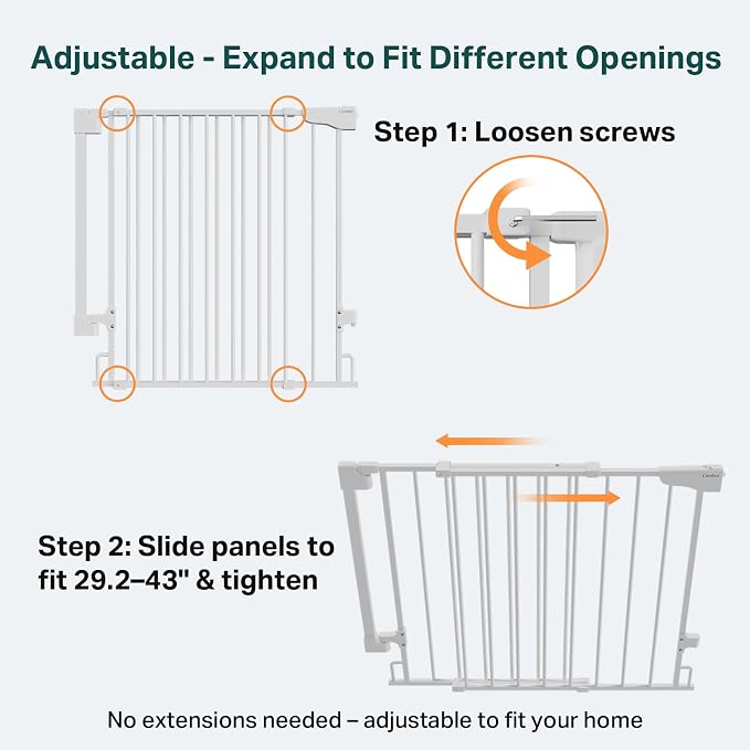 Cumbor 34" Extra Tall No Bottom Bar Baby Gate - Image 2