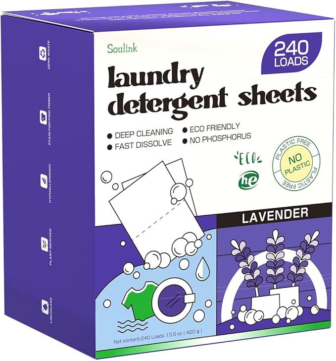Soulink Lavender Laundry Detergent Sheets, 240 Loads by Soulink