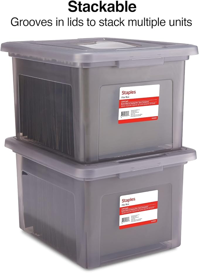STAPLES Hanging File Folder Box, Storage Bin Organizer, Snap Lid, Letter & - Image 5