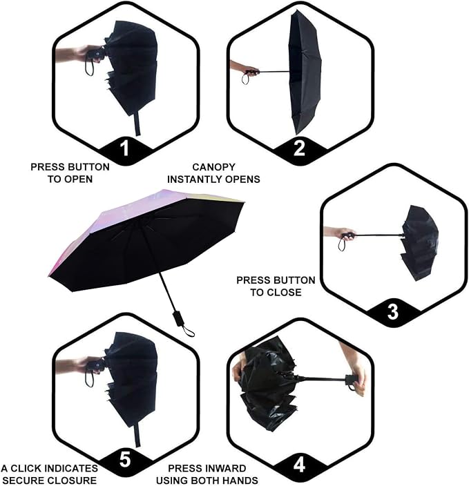 SY COMPACT Travel Umbrella Windproof Automatic Umbrellas Small Compact UV Sun - Image 7