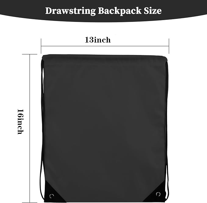 10Pcs Black Drawstring Backpack Bags Sack Pack Cinch Tote Sport Bulk Storage - Image 2