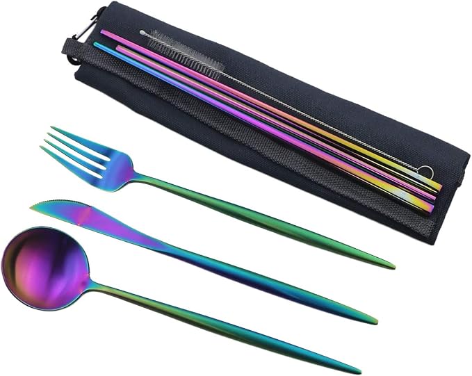Gugrida Reusable Travel Utensils, 7 Piece Portable 304 Stainless Steel - Image 3