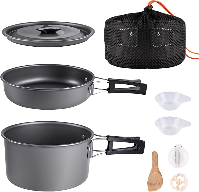 aiGear Camping Cookware Mess Kit, Non-Stick Camping Pan Pot Kettle, Lightweight by aiGear