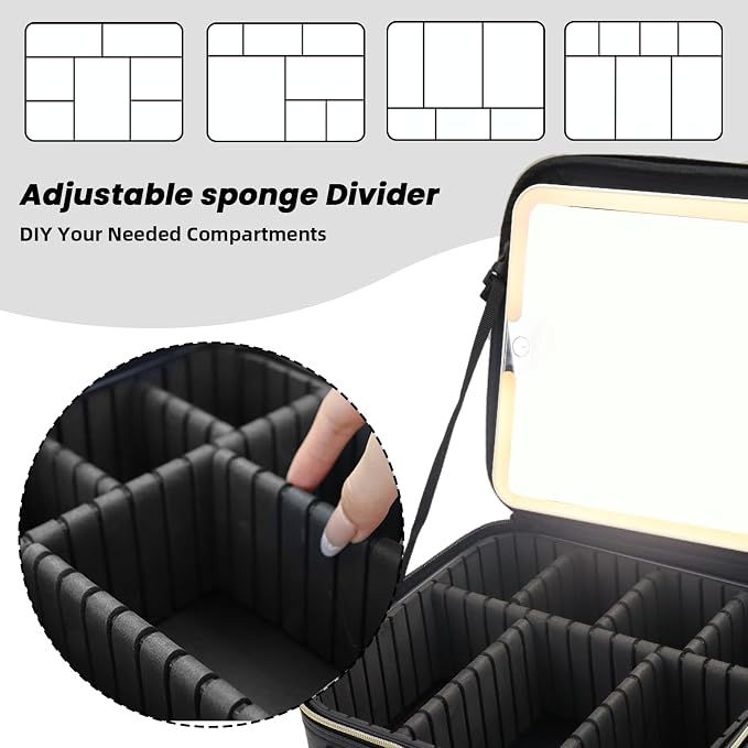 Travel Makeup Bag with LED Mirror and Light Travel Makeup Case Cosmetic - Image 4