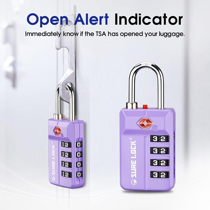 SURE LOCK TSA-Approved 4-Digit Resettable Combination Luggage Lock - Image 4