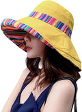 Women Wide Brim Sun Hats Metal Wired Edge Summer UV Protection Beach Fishing Hat by HUAMULAN