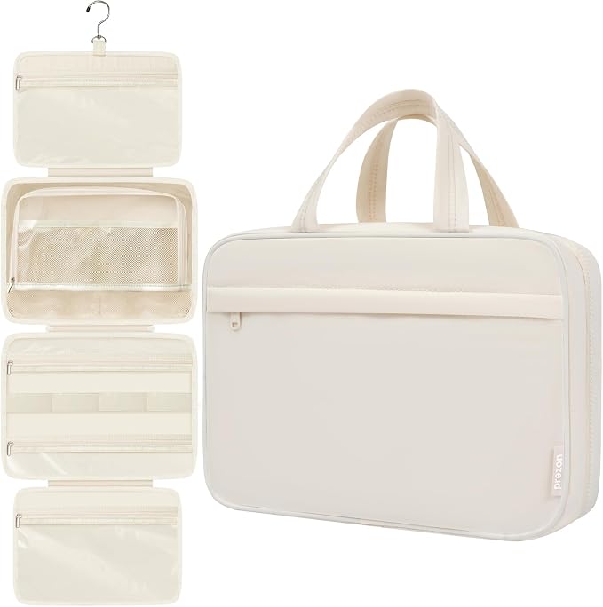 Toiletry Bag For women, Portable Hanging Organizer, 4 Leakproof Compartment for by PREZON