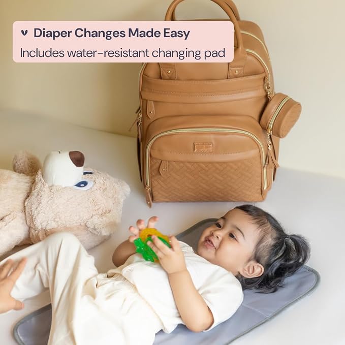 BabbleRoo Leather Diaper Bag Backpack - Image 8