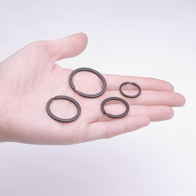 40 Pack Key Ring Keychain Mix 4 Sizes Black Metal Flat Split Key Chains Rings - Image 5