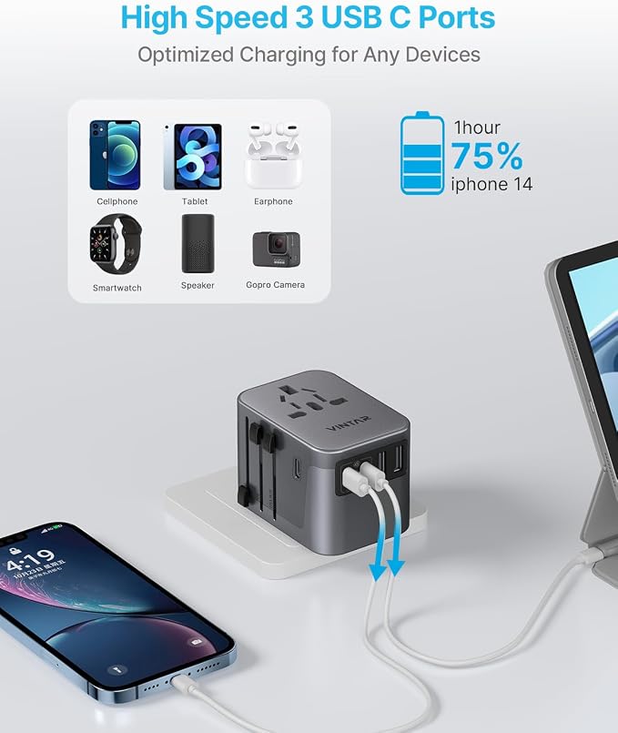 Universal Travel Adapter, VINTAR International Power Adapter - Image 5