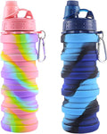 Collapsible Water Bottle for Adults, Reusable Silicone Foldable Water Bottles by MAKERSLAND