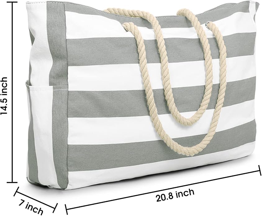 Becokan Beach Bags for Women Large Waterproof Beach Tote Bag Zipper Beach Bags - Image 4