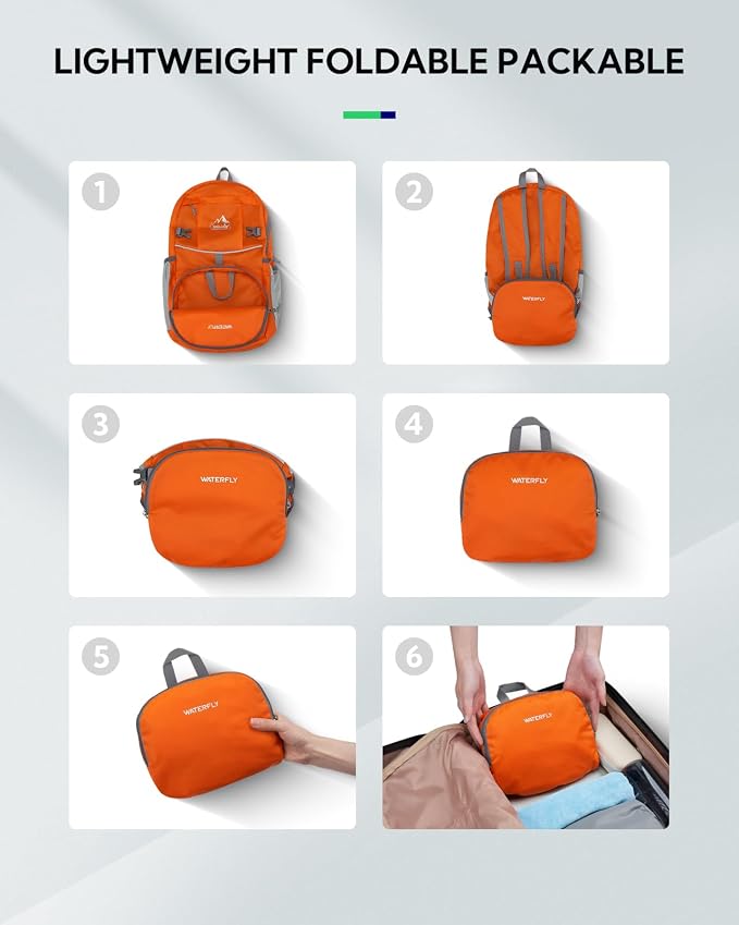 WATERFLY Hiking Foldable Daypack Backpack: 25L Ultra Lightweight Packable - Image 5