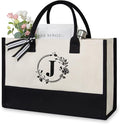 TOPDesign Personalized Initial Jute/Canvas Beach Bag, Monogrammed Gift Tote Bag by TOPDesign