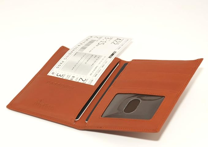 Passport Light Brown Sheep Leather Unisex Wallet Executive Boarding Pass Holder - Image 3