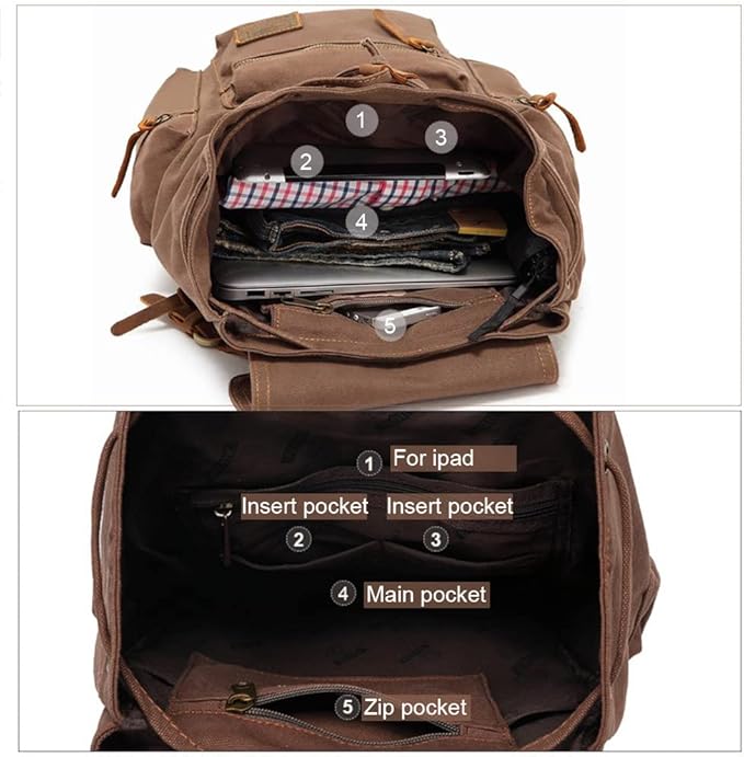 AUGUR High Capacity Canvas Vintage Backpack - Image 3