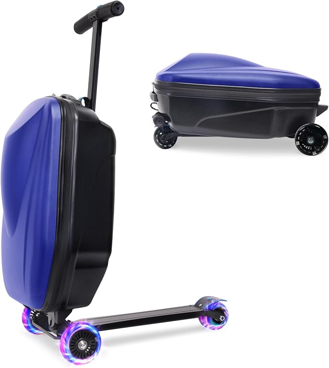 20" Scooter Suitcase for Kids, 2-in-1 Ride On Luggage by GHSY