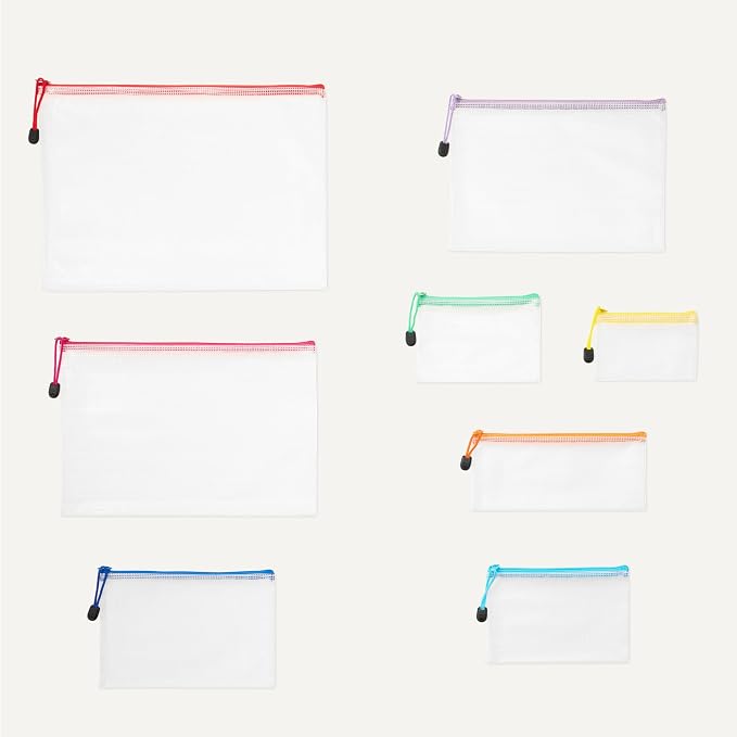 Amazon Basics 30-Pack Mesh Zipper Pouch Bags, 8 Sizes Waterproof Storage - Image 5