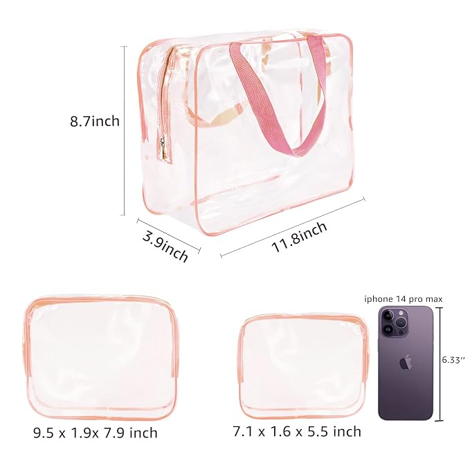 5Pcs Crystal Clear PVC Travel Toiletry Bag Kit - Image 4