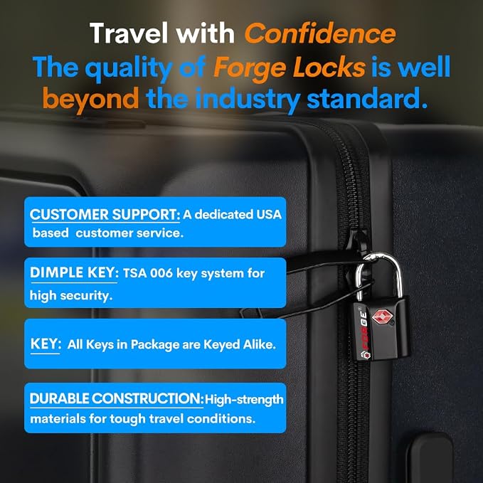 TSA Approved Luggage Locks, Ultra-Secure Dimple Key Travel Locks - Image 4