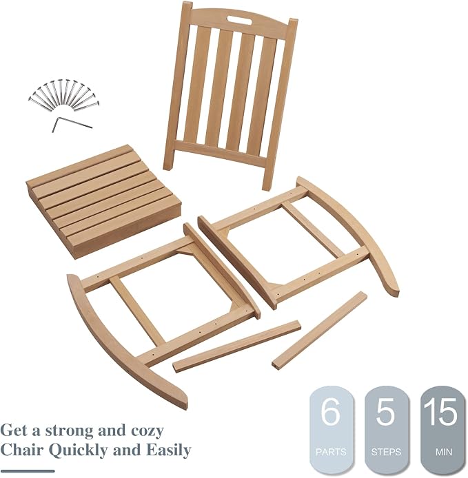 Psilvam Oversized Outdoor Rocking Chair Set of 2, Porch Rocker - Image 7