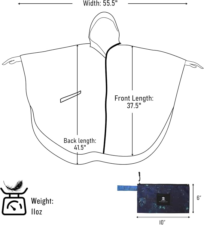 SaphiRose Rain Poncho Jacket Coat Hooded - Image 7
