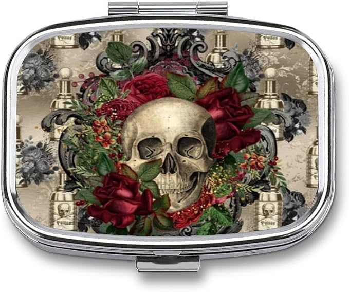 Metal 2 Compartment Pill Organizer Travel Friendly Portable Compact Pill Box by Choosetheproductsyoulike