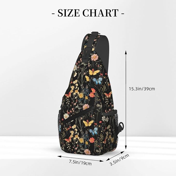 SUPLUCHOM Sling Bag Wildflower Botanical Butterfly Flower Hiking Daypack - Image 3