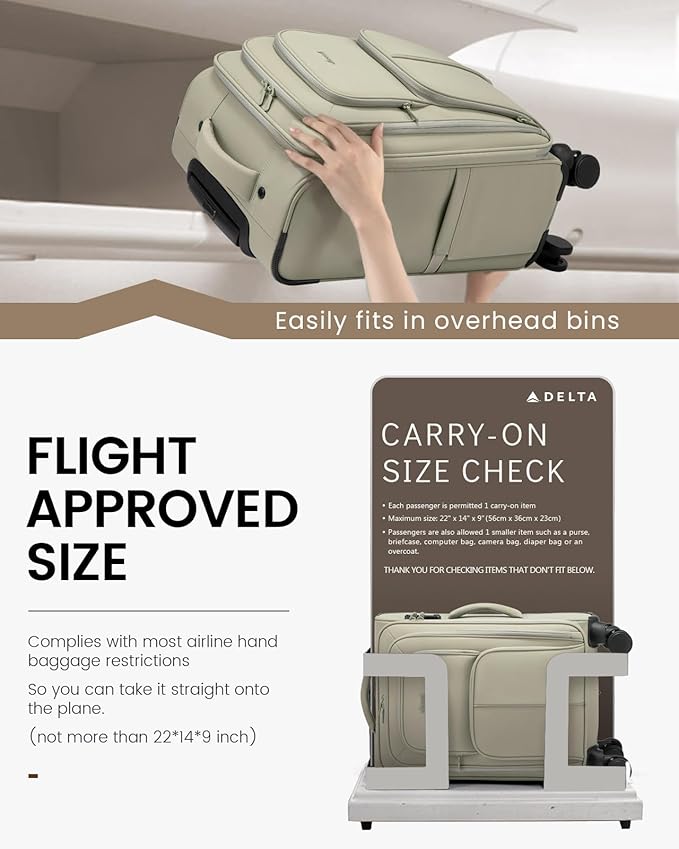 LOVEVOOK Carry On Luggage 22x14x9 Airline Approved, 22 Inch Softside Suitcases - Image 3