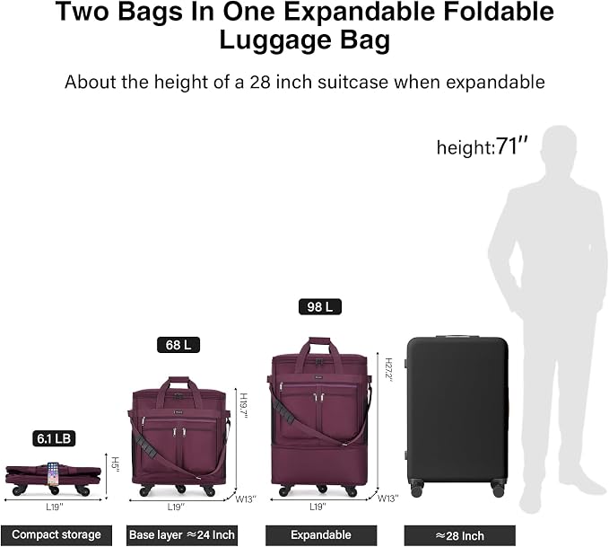 MILADA Expandable Luggage Bags for Travel Foldable Suitcase - Image 2