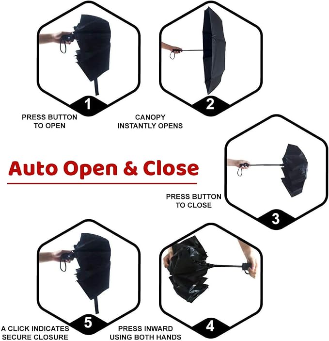 SY COMPACT Umbrella Automatic Travel Waterproof Light Folding Umbrellas Easy - Image 3